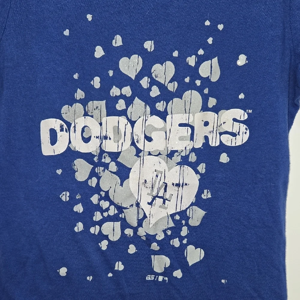 MLB LA Dodgers Graphic Blue Short Sleeve Girls T-Shirt Size L